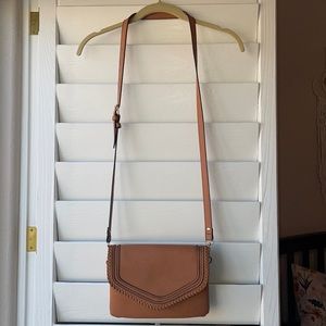 Free People Violet Ray Brown Faux Leather Crossbody Bag Purse Vintage Boho